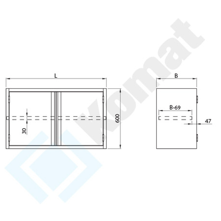 Szafka wisząca z drzwiami skrzydłowymi 600x300 mm KGT-082