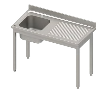 Stół ze zlewem 1-kom.(L),bez półki 1000x700x850 mm skręcany, blat tłoczony,rant puszkowy 100x15x10