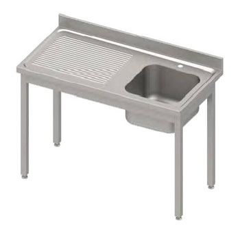 Stół ze zlewem 1-kom.(P),bez półki 800x700x850 mm skręcany, blat tłoczony,rant puszkowy 100x15x10