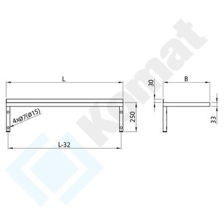 Półka wisząca pojedyncza 1000x400x250 mm KPT-094
