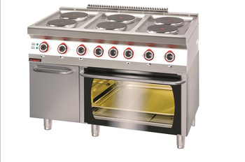 Kuchnia elektryczna z piekarnikiem elektrycznym 700.KE-6/PE-2/SD na szafce z drzwiami | LINIA 700