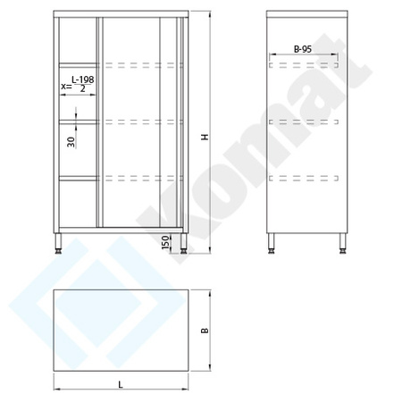 Szafa magazynowa z drzwiami suwanymi 800x500x1800 mm KDT-205