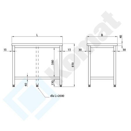Stół centralny z półką 1100x800 mm KST-008