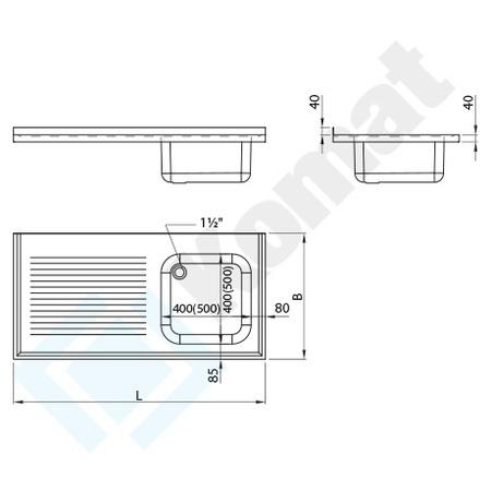 Płyta ze zlewem i ociekaczem 1600x600 mm KST-137