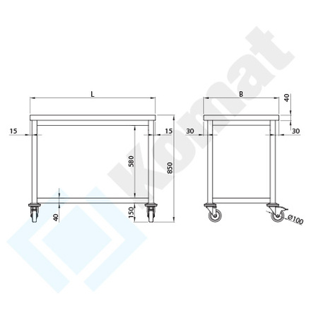 Stół jezdny KST-041 1000x700 mm