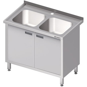 Stół ze zlewem 2-kom.,drzwi skrzydłowe 1000x700x850 mm