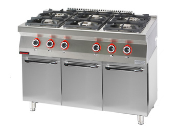 Kuchnia gazowa KM-700.KG-6.S.D 6 palnikowa na podstawie szafkowej zamkniętej