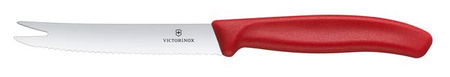 Victorinox Swiss Classic Nóż do sera i kiełbasy, ostrze ząbkowane, 110mm, czerwony Wariant podstawowy