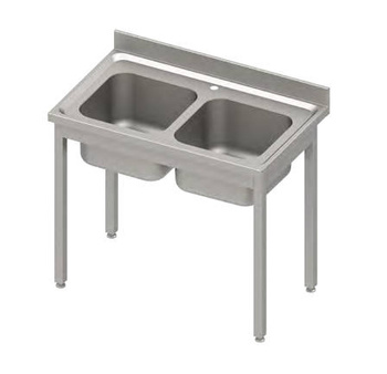 Stół ze zlewem 2-kom.,bez półki 1000x600x850 mm skręcany, blat tłoczony,rant puszkowy 100x15x10