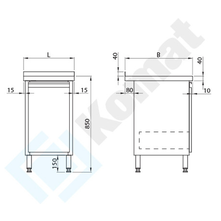 Stół z szufladą wysoki front 500x700 mm KST-039