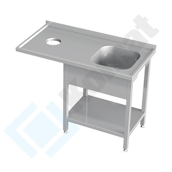 Stół ze zlewem otworem na odpadki i półką 1600x600 mm KST-144