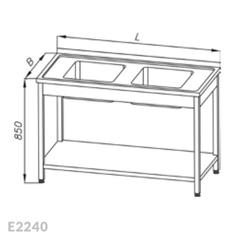 Stół ze zlewem 2-komorowym i półką Egaz E2240 1200x600x850 mm