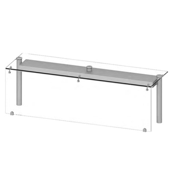 Nadstawka pojedyncza neutralna szkło proste, zamknięta 1122x450x460