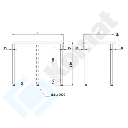 Stół centralny 1100x800 mm KST-007