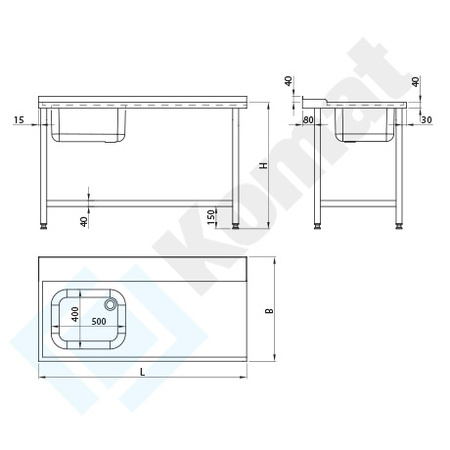 Stół załadowczy ze zlewem do zmywarki 1300 mm KST-151