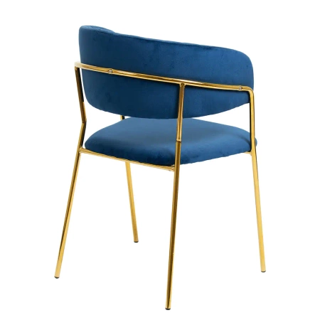 Krzesło tapicerowane Glamour Welur ze złotymi nogami – granatowe