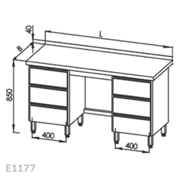 Stół roboczy z 2-ma blokami 3-ch szuflad Egaz E1177 1700x700 mm