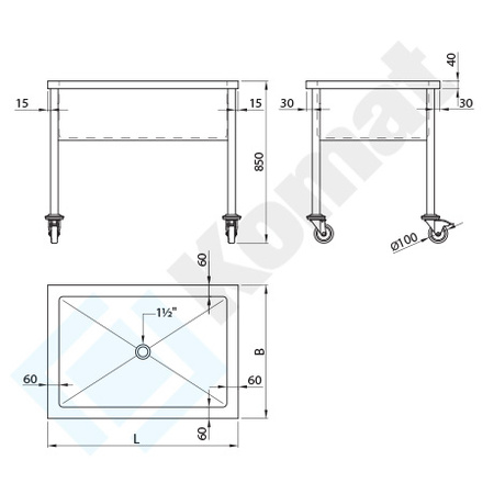 Basen jezdny 900x700x850 mm h=400 KBT-163