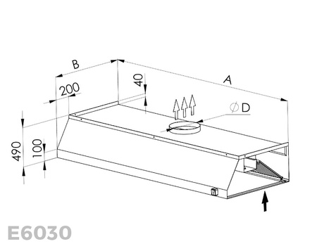 Okap przyścienny wyciągowy Egaz E6030 3100x600 mm