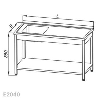 Stół ze zlewem 1-komorowym i półką Egaz E2040 700x700x850 mm