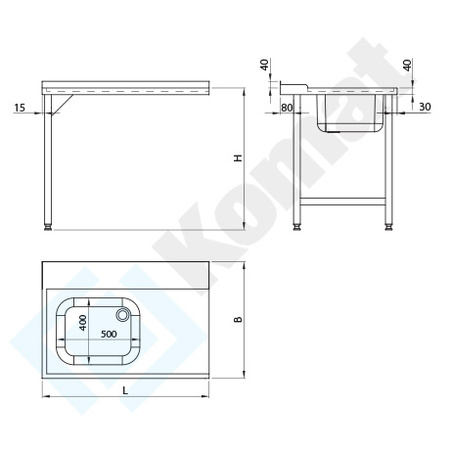 Stół załadowczy ze zlewem do zmywarki 1200 mm KST-153
