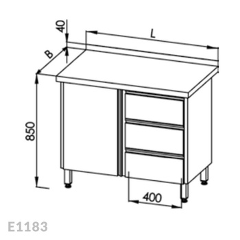 Stół roboczy z szafką i blokiem 3-ch szuflad Egaz E1183 800x600 mm