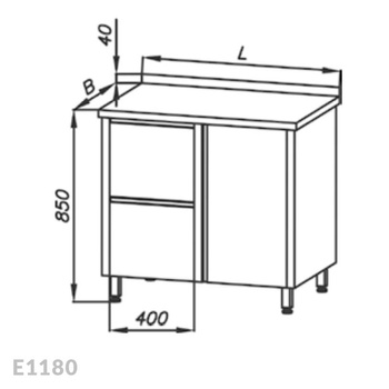 Stół roboczy z szafką i blokiem 2-ch szuflad Egaz E1180 900x600 mm