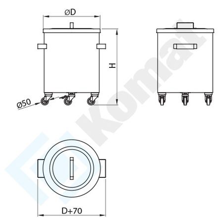 Pojemnik jezdny na odpadki 45 litrów 375x375 mm KKT-451