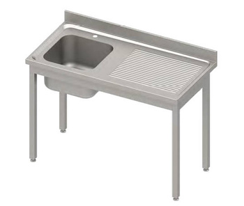 Stół ze zlewem 1-kom.(L),bez półki 800x600x850 mm skręcany, blat tłoczony,rant puszkowy 100x15x10