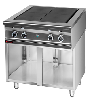 Kuchnia elektryczna (top) 800 mm KM-000.KEZ-4u.S 4x4,0 kW na podstawie szafkowej otwartej | LINIA COMPACT 700