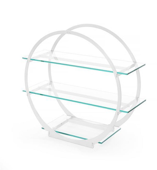 Trzypoziomowa etażera bufetowa ze szklaną szybą Skiatos White  605 x 235 x 605 Fine Dine