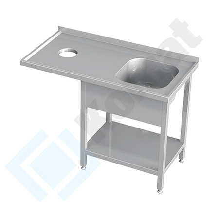 Stół ze zlewem otworem na odpadki i półką 1700x600 mm KST-144