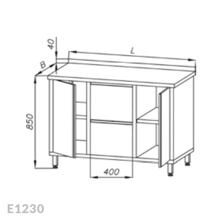 Stół roboczy z 2-ma szafkami i blokiem 2-ch szuflad Egaz E1230 1300x700 mm