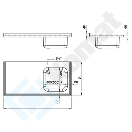 Płyta ze zlewem 1800x700 mm KST-135