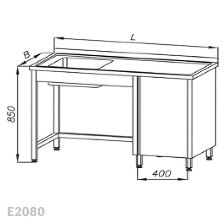 Stół ze zlewem 1-komorowym i szafką Egaz E2080 1300x600x850 mm
