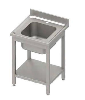 Stół ze zlewem 1-kom.z półką 600x600x850 mm skręcany, blat tłoczony,rant puszkowy 100x15x10