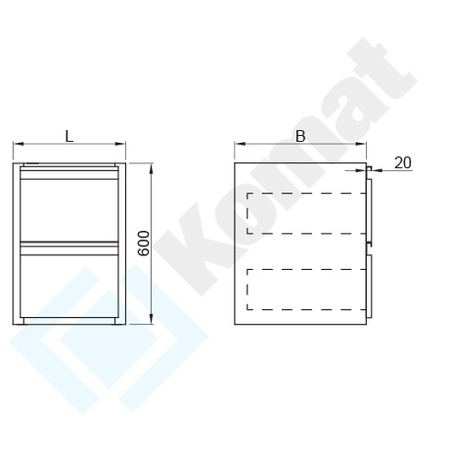 Blok szuflad podwieszany 420x490x600 mm KST-054