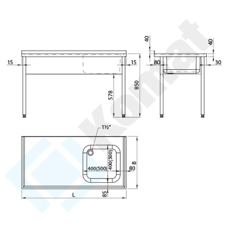 Stół ze zlewem 700x600 mm KST-101