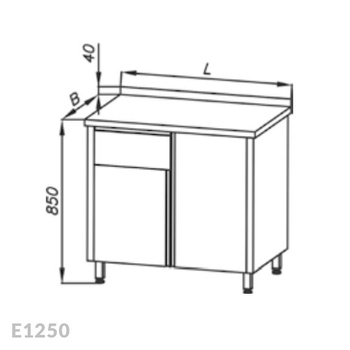 Stół roboczy z 2-ma szafkami i szufladą Egaz E1250 900x700 mm