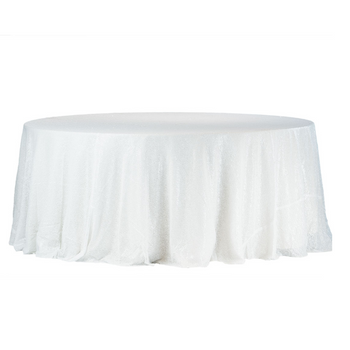 Obrus cekinowy biały Fi 340 cm