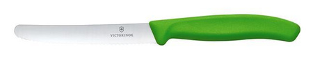 Nóż do pomidorów 110 mm zaokrąglony czubek, ząbkowany zielony Victorinox