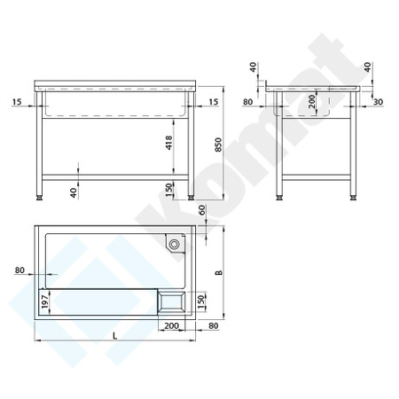 Stół do obróbki produktów 1200x600 mm KST-156