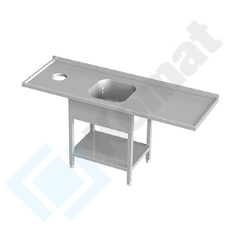 Stół ze zlewem otworem na odpadki i półką 1600x700 mm KST-145