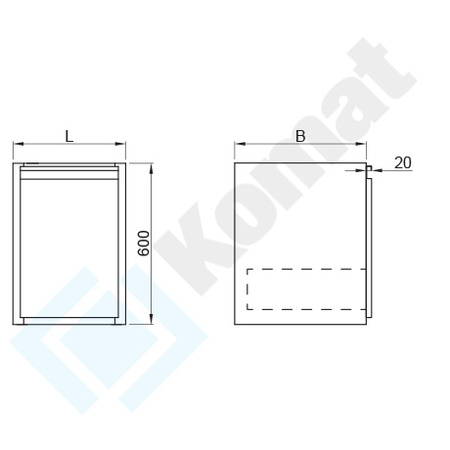 Blok z szufladą wysoki front 420x490x600 mm KST-056