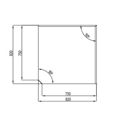 Stanowisko narożne,zabudowane, 90 stopni 785x785x880 mm