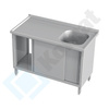 Stół ze zlewem i szafką z drzwiami suwanymi 1500x700 mm KST-103