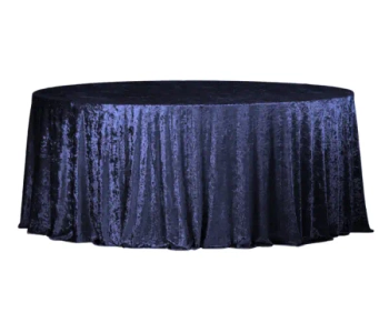 Obrus okrągły aksamitny welurowy Fi340cm Velvet granatowy