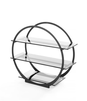 Trzypoziomowa etażera bufetowa ze szklaną szybą Skiatos Black  605 x 235 x 605 Fine Dine