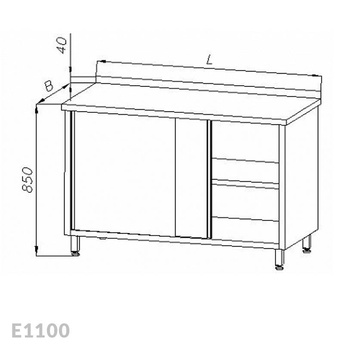 Stół roboczy z szafką, drzwi suwane Egaz E1100 1900x700 mm