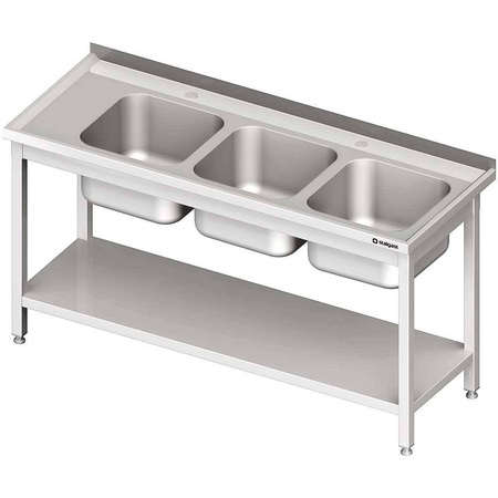 Stół ze zlewem 3-kom.(P),z półką 1500x700x850 mm skręcany